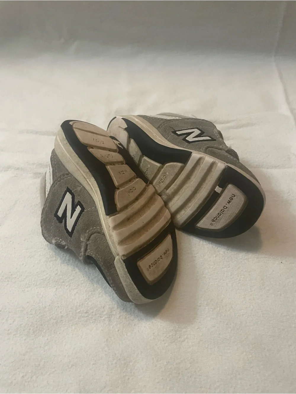 New Balance Kids Gray and White Velcro Sneakers